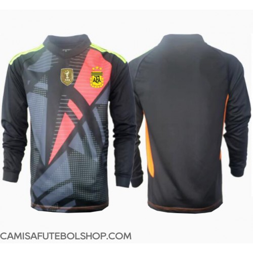 Camisa de time de futebol Argentina Goleiro Replicas 1º Equipamento Copa America 2024 Manga Comprida